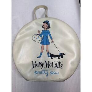 Betsy McCall's Pretty Pac Doll Case Hatbox Carrying Travel Blue Dress‎ Vintage